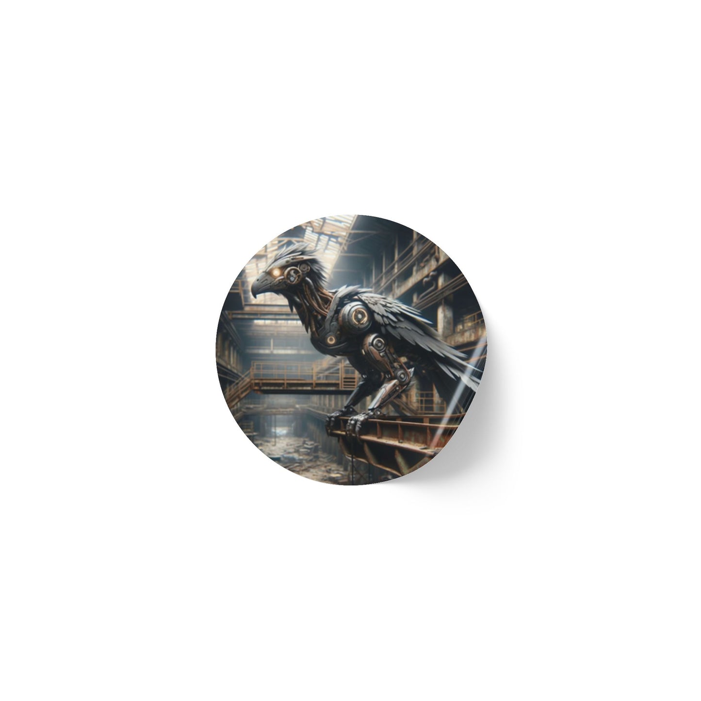Stickerlabelrol | Rond | Steampunk | Klokwerk Mechanica | Raaf