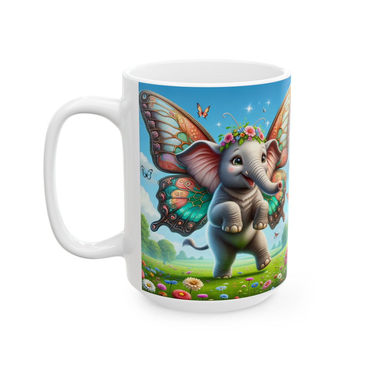 Kubek | Ceramiczny | Biały | Baśniowa fauna | Airavata | Słonik