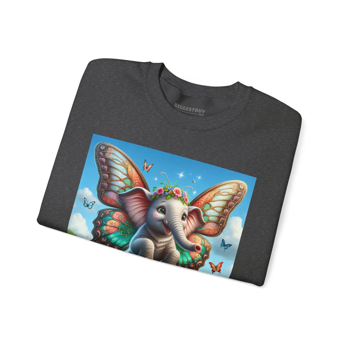 Bluza dresowa | Unisex | Okrągły dekolt | Gruba mieszanka | Baśniowa fauna | Airavata | Słonik