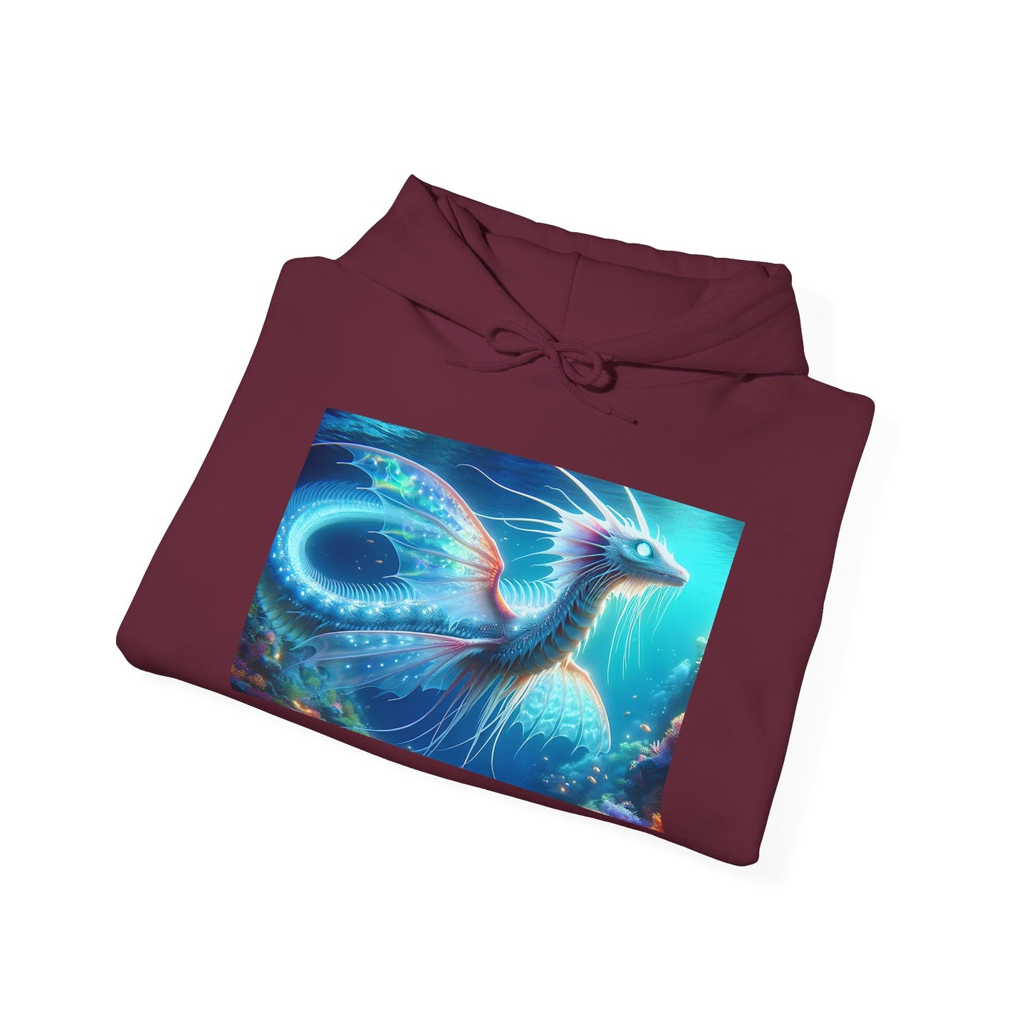 Bluza z kapturem | Unisex | Bluza dresowa z kapturem | Gruba mieszanka | Mitologia morska | Ryujin | Smok wodny