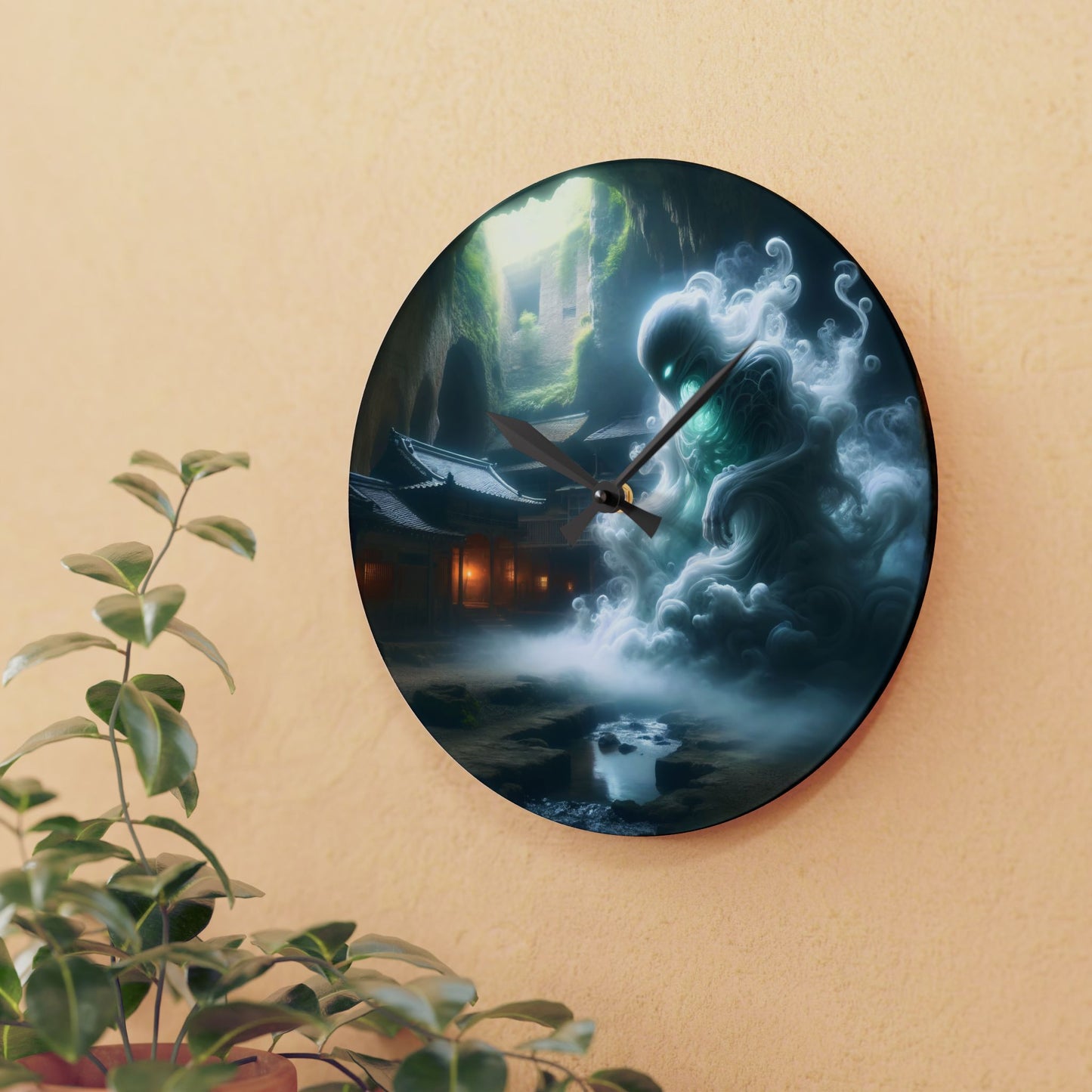 Zegar ścienny | Akrylowy | Okrągły lub kwadratowy | Folklor Yokai | Yurei | Duch Świątyni