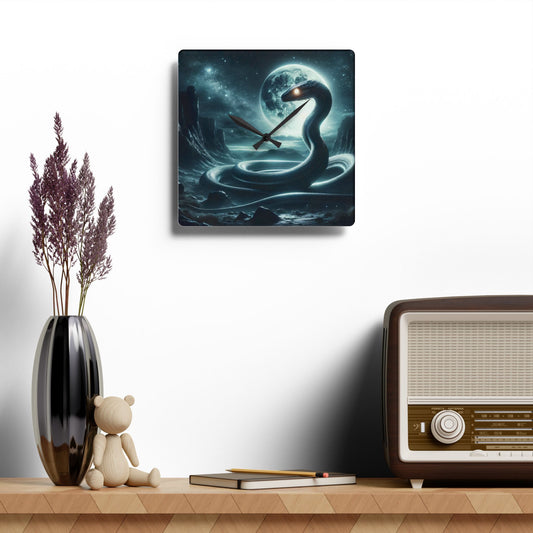 Wandklok | Acryl | Rond of vierkant | Noorse Mythologie | Jörmungandr | Zeeslang