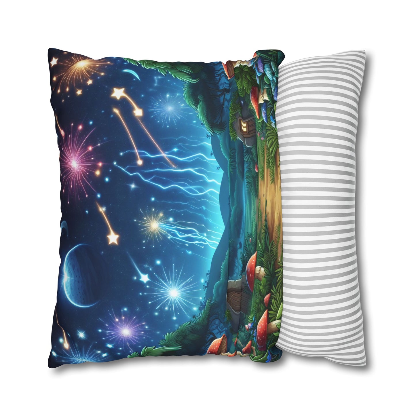 Poszewka na poduszkę | Kwadratowy | Płótno poliestrowe | Baśniowy świat | Magiczne grzyby