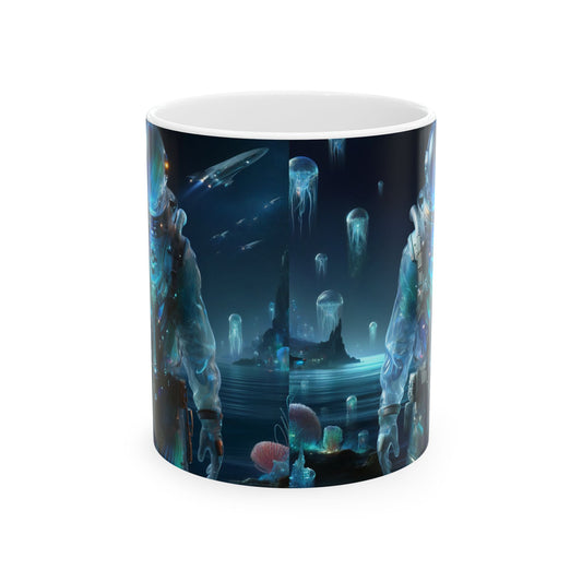 Tasse | Keramik | Weiß | Weltraum-Biolumineszenz | Astronaut