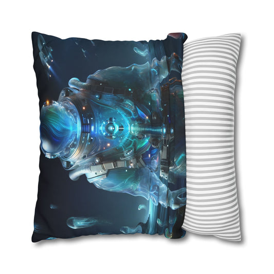 Kissenbezug | Quadratisch | Polyester-Leinwand | Weltraum-Biolumineszenz | Astronaut