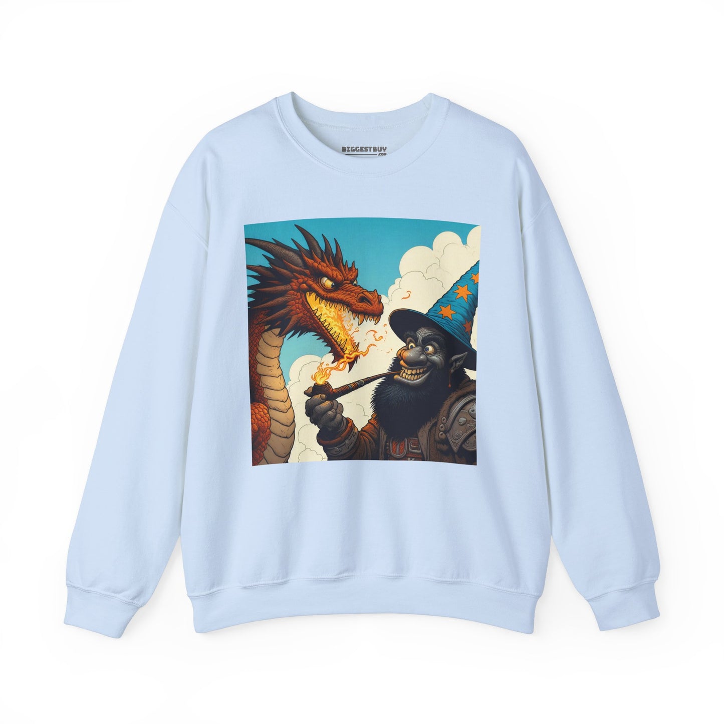Bluza dresowa | Unisex | Okrągły dekolt | Gruba mieszanka | Heroiczne fantasy | Smok i czarodziej