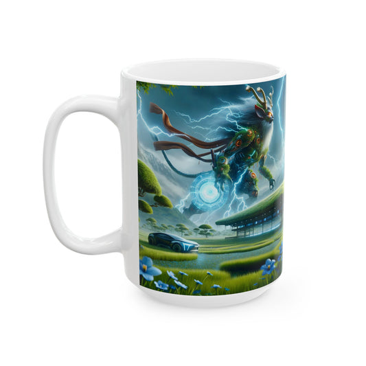 Mug | Ceramic | White | Techno-Fantasy | Electric Kirin