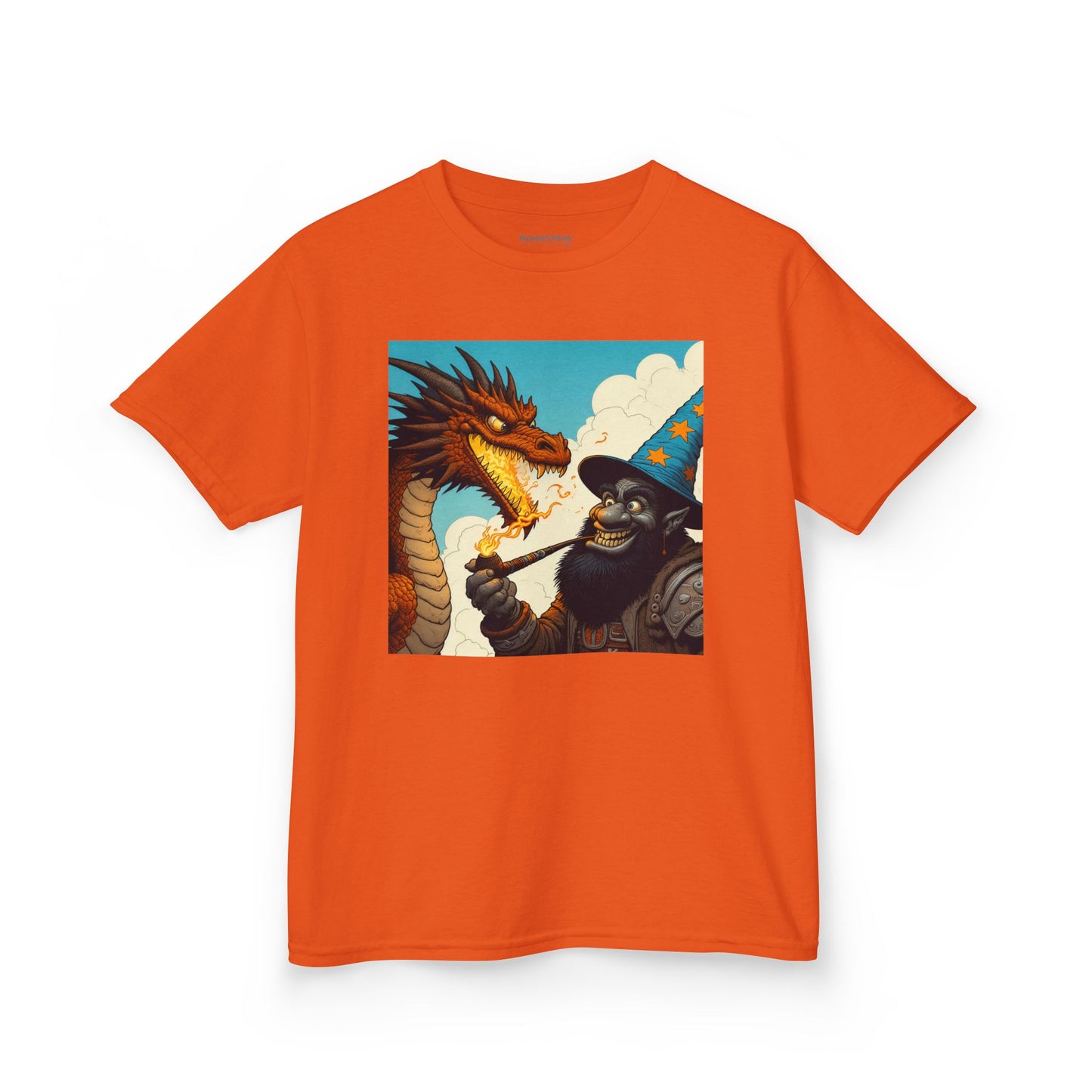 Camiseta | Camiseta Infantil | Algodão Pesado | Fantasia Épica | Duelo de Magia | Dragão
