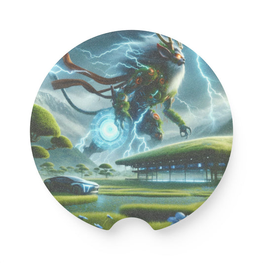 Coaster | Car Coaster | Soapstone | Techno-Fantasy | Electric Kirin