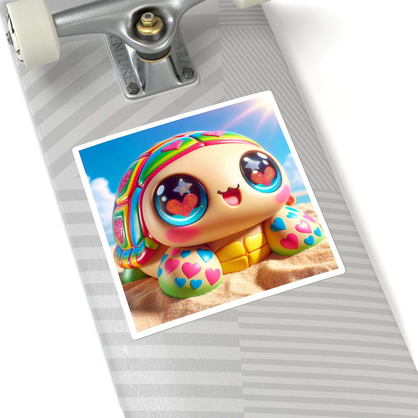 Naklejka | Kwadratowy | Kawaii | Zabawka morska | Żółw