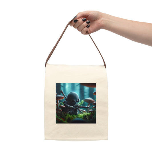 Lunchtasche | Canvas | Mit Gurt | Biolumineszente Fantasy | Waldkrieger