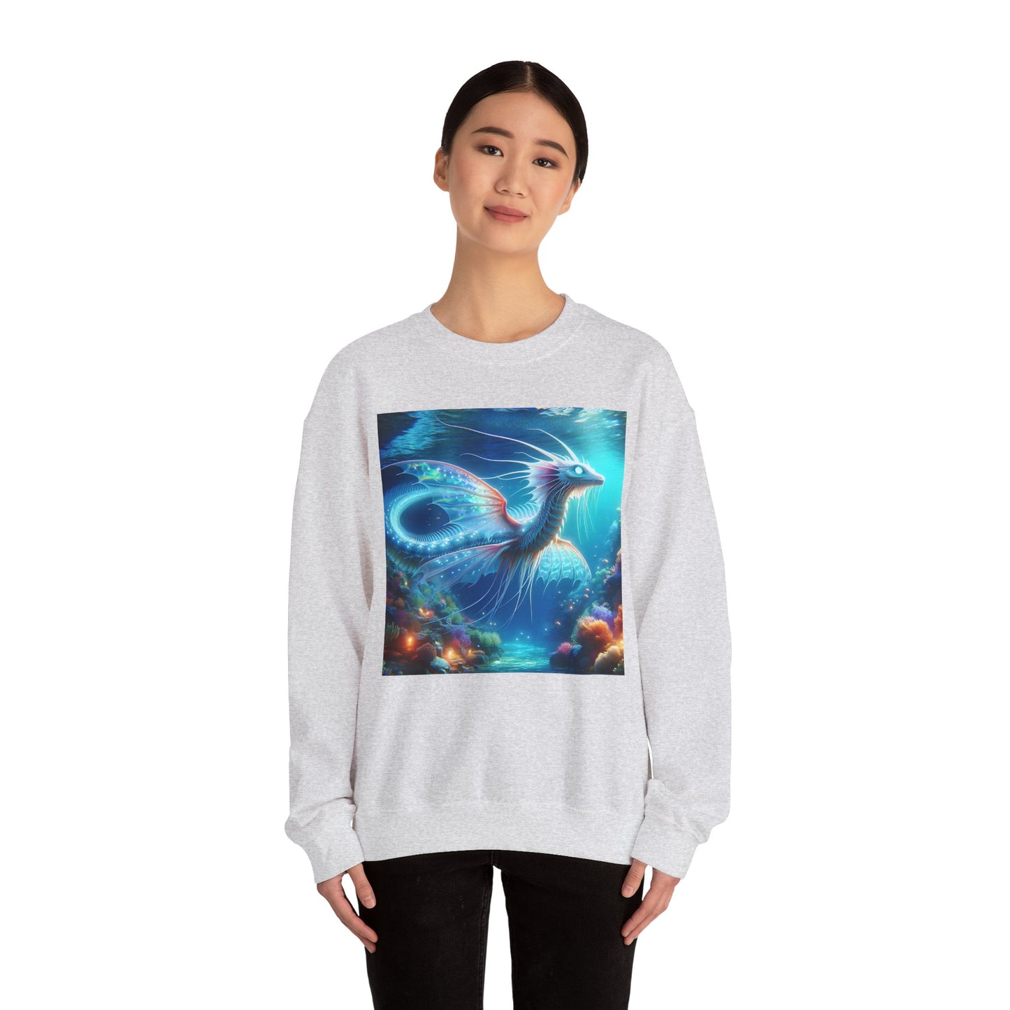 Bluza dresowa | Unisex | Okrągły dekolt | Gruba mieszanka | Mitologia morska | Ryujin | Smok wodny