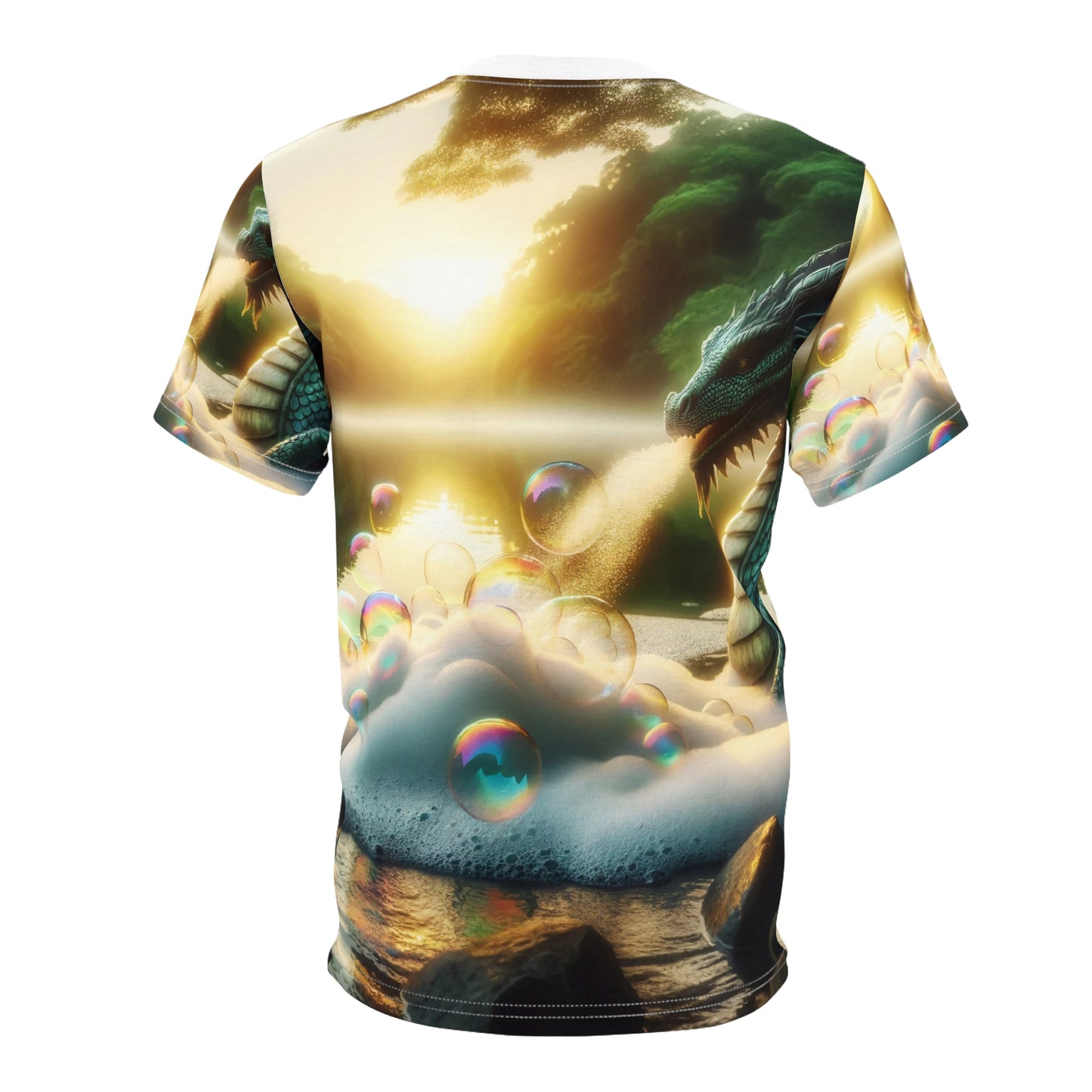 เสื้อยืด | พิมพ์ลายทั้งตัว | เสื้อยืดคอกลมแขนสั้น | แฟนตาซีมังกร | มังกรริมทะเลสาบ