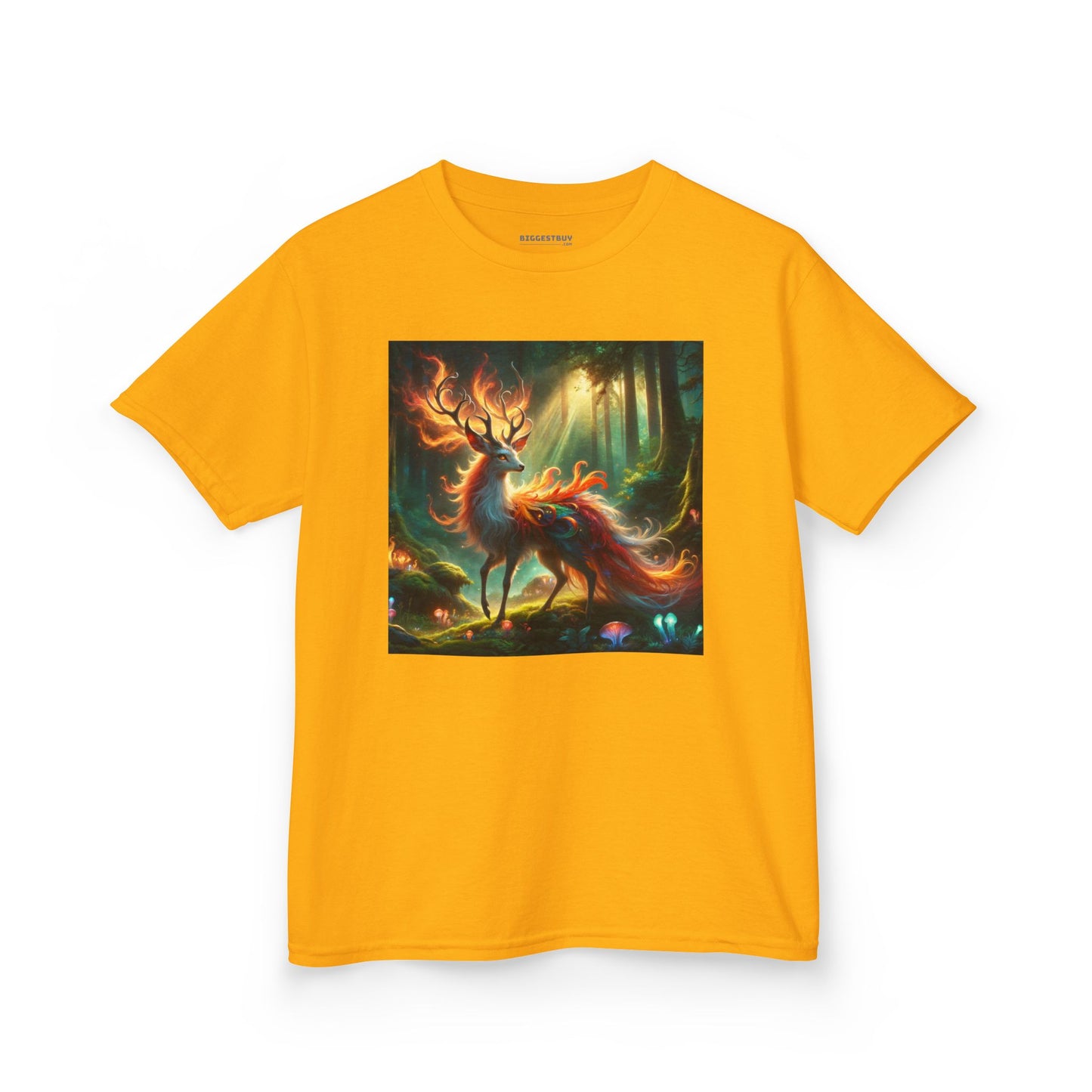 T-Shirt | Koszulka dziecięca | Ciężka bawełna | Mistyczna fantazja | Ognisty jeleń
