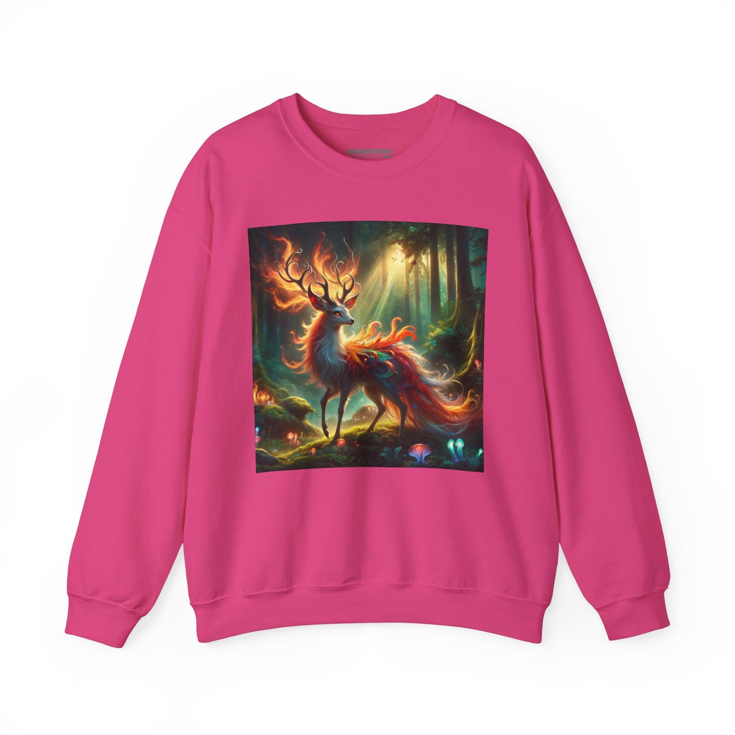 Bluza dresowa | Unisex | Okrągły dekolt | Gruba mieszanka | Mistyczna fantazja | Ognisty jeleń