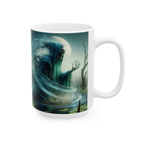 Caneca | Cerâmica | Branca | Fantasia Sombria | Espectro | Pântano