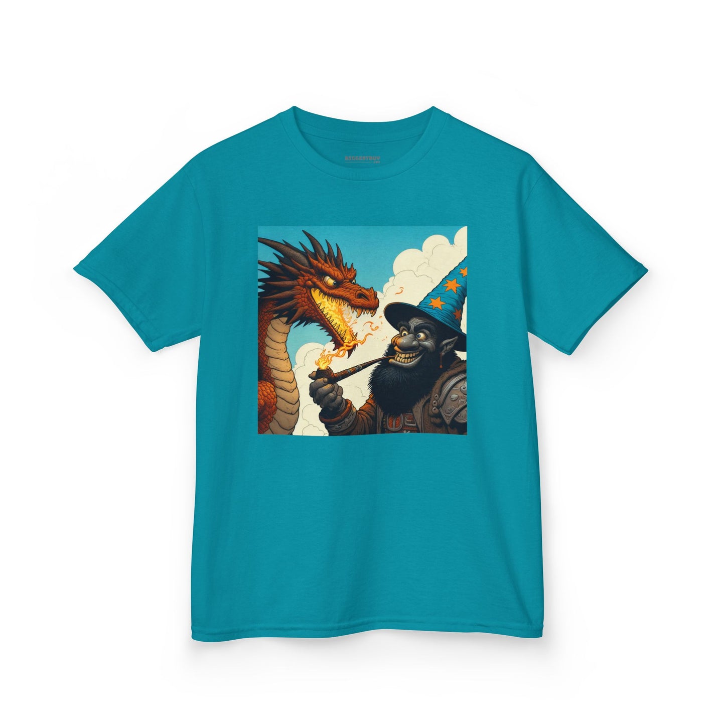 Camiseta | Camiseta Infantil | Algodão Pesado | Fantasia Épica | Duelo de Magia | Dragão