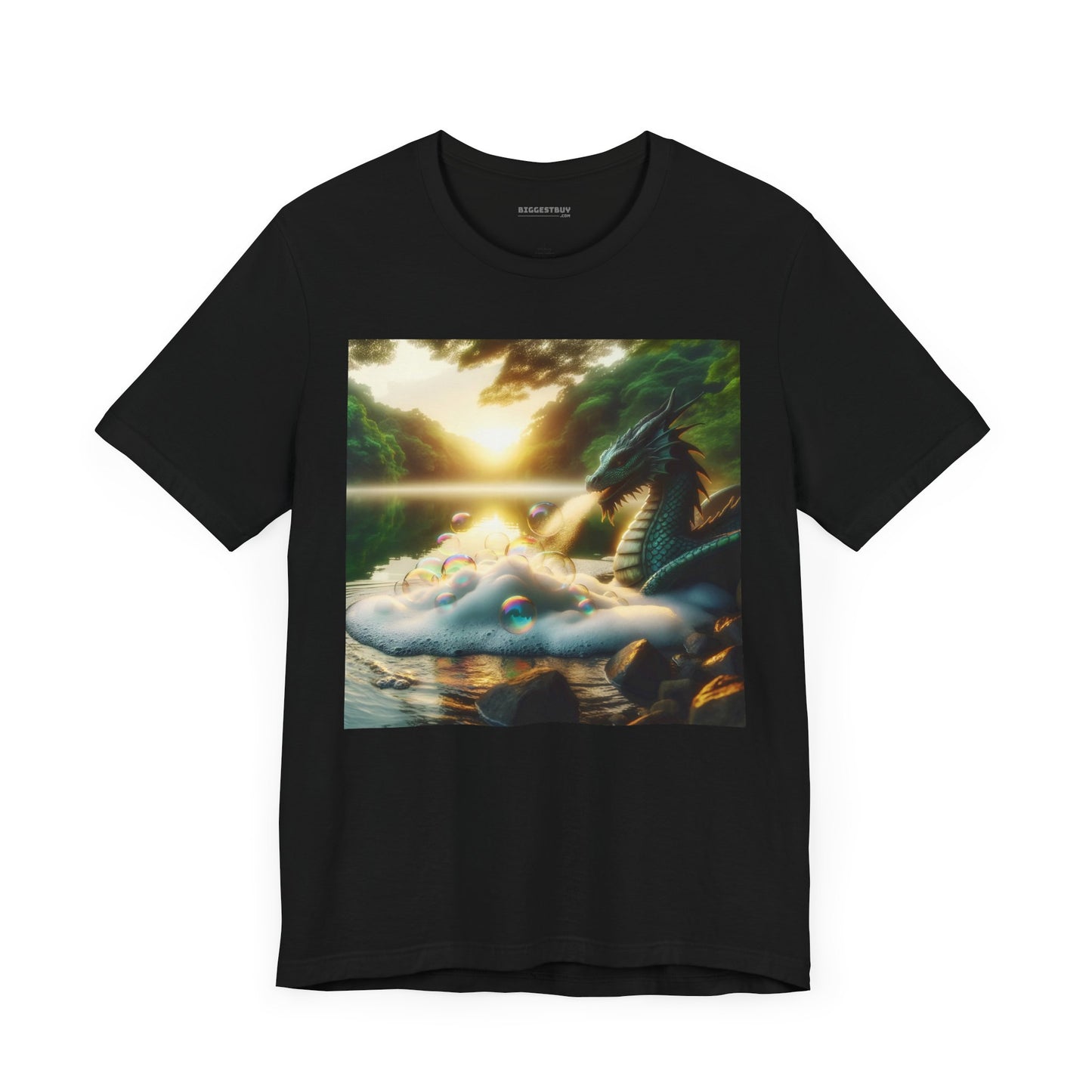เสื้อยืด | ยูนิเซ็กส์ | เสื้อยืดเจอร์ซีย์ | แขนสั้น | แฟนตาซีมังกร | มังกรริมทะเลสาบ