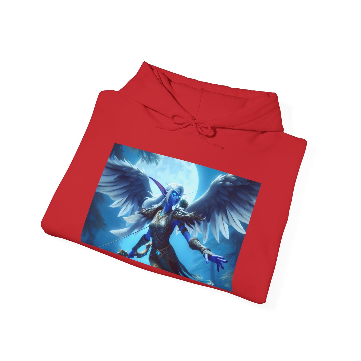 Kapuzenpullover | Unisex | Kapuzen-Sweatshirt | Schwere Mischung | Feenkriegerin | Nachtelfenengel | Bogenschützin