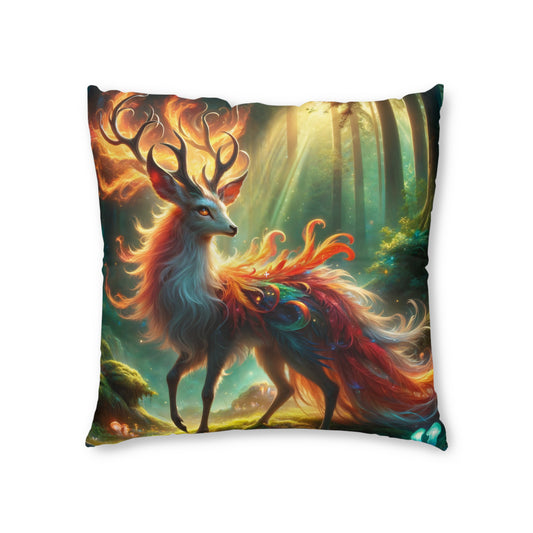 تکیہ | فرش کا تکیہ | ٹفٹڈ | مربع | جادوئی جنگلیات | آتشی ہرن