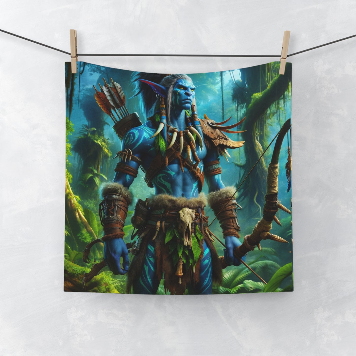 تولیہ | چہرے کا تولیہ | خیالی جنگلی دنیا | سبز جنگلی جنگجو