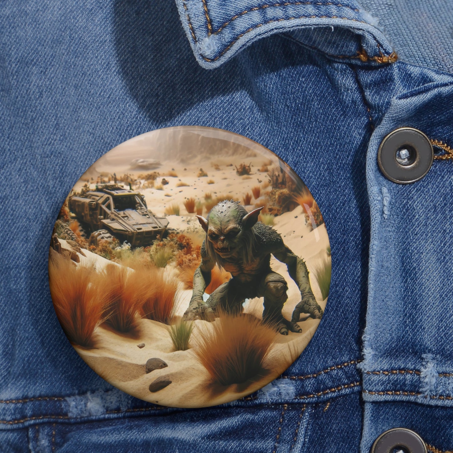 Przypinka | Przypinka agrafka | Z zapięciem na szpilkę | Postapokaliptyczny Gremlin | Kanion