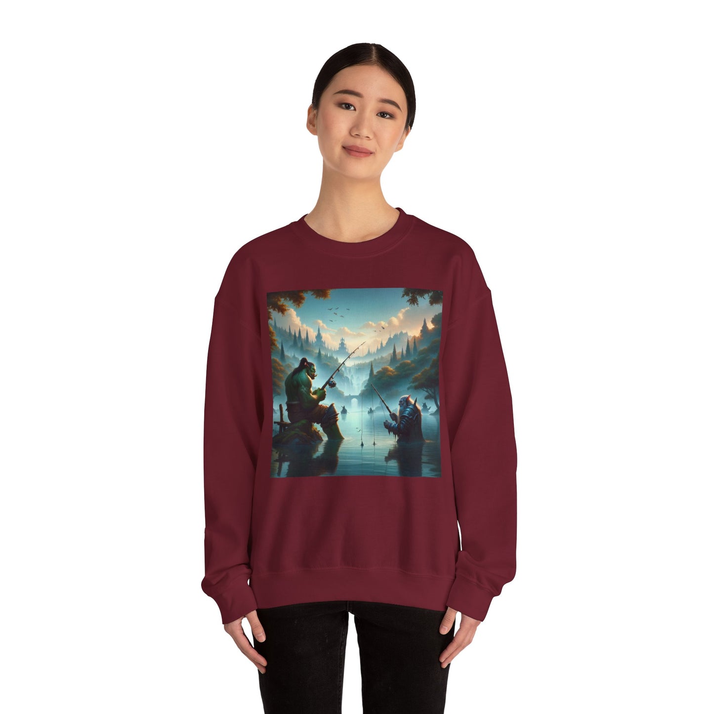 Bluza dresowa | Unisex | Okrągły dekolt | Gruba mieszanka | Fantasy międzyrasowe | Orc i krasnolud