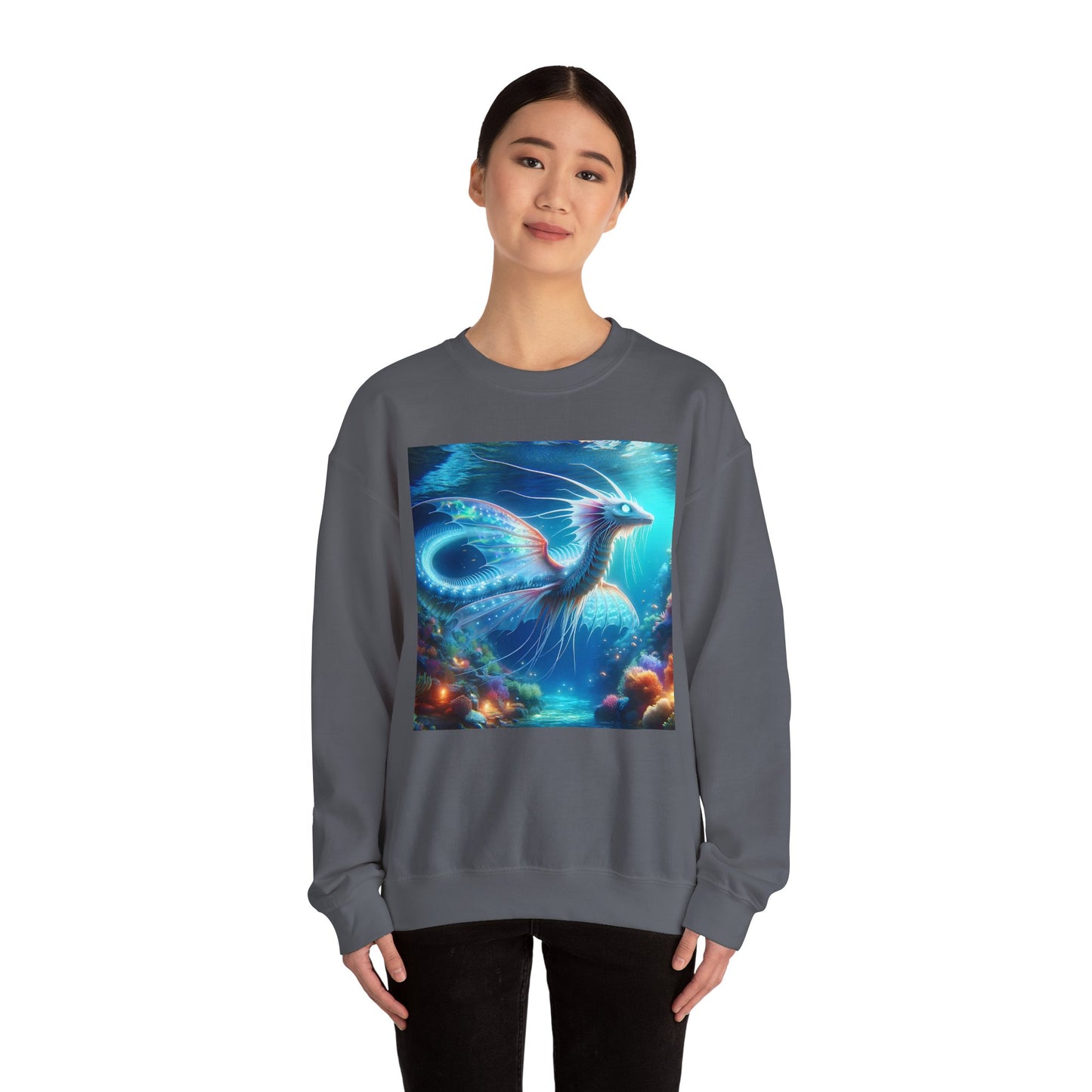 Bluza dresowa | Unisex | Okrągły dekolt | Gruba mieszanka | Mitologia morska | Ryujin | Smok wodny