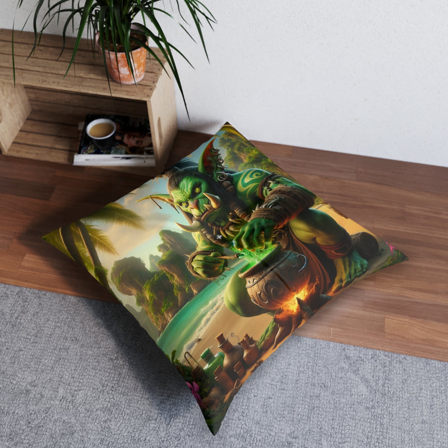 Kussen | Vloerkussen | Getuft | Vierkant | Ork Sjamanisme | Tropische Magie