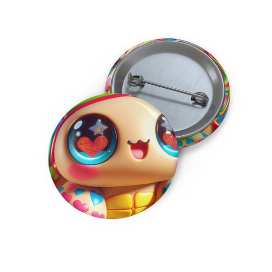 Badge | Bouton à épingle | Fermeture à épingle | Kawaii Fantaisie | Tortue Arc-en-ciel