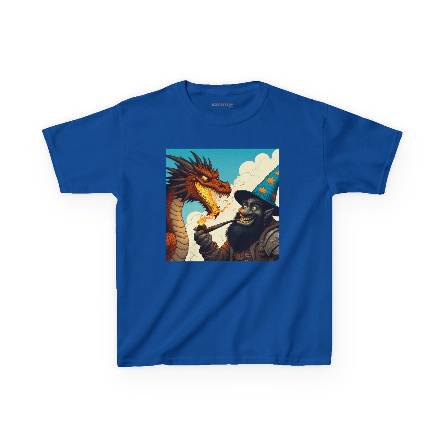 Camiseta | Camiseta Infantil | Algodão Pesado | Fantasia Épica | Duelo de Magia | Dragão