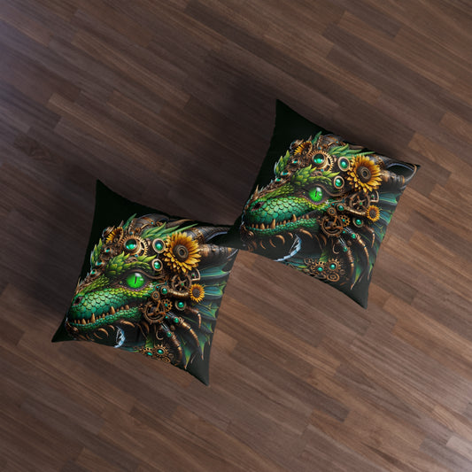 Pute | Gulvpute | Tuftet | Firkantet | Steampunk Fantasy | Mekanisk Drage