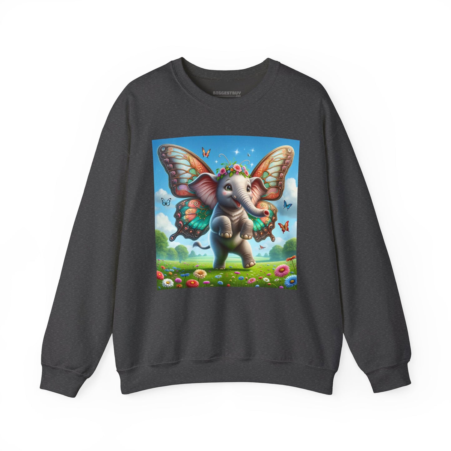 Bluza dresowa | Unisex | Okrągły dekolt | Gruba mieszanka | Baśniowa fauna | Airavata | Słonik