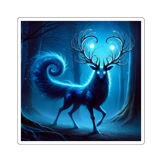 سٹیکر | مربع | جادوئی روح ہرن | نیلا وحشی