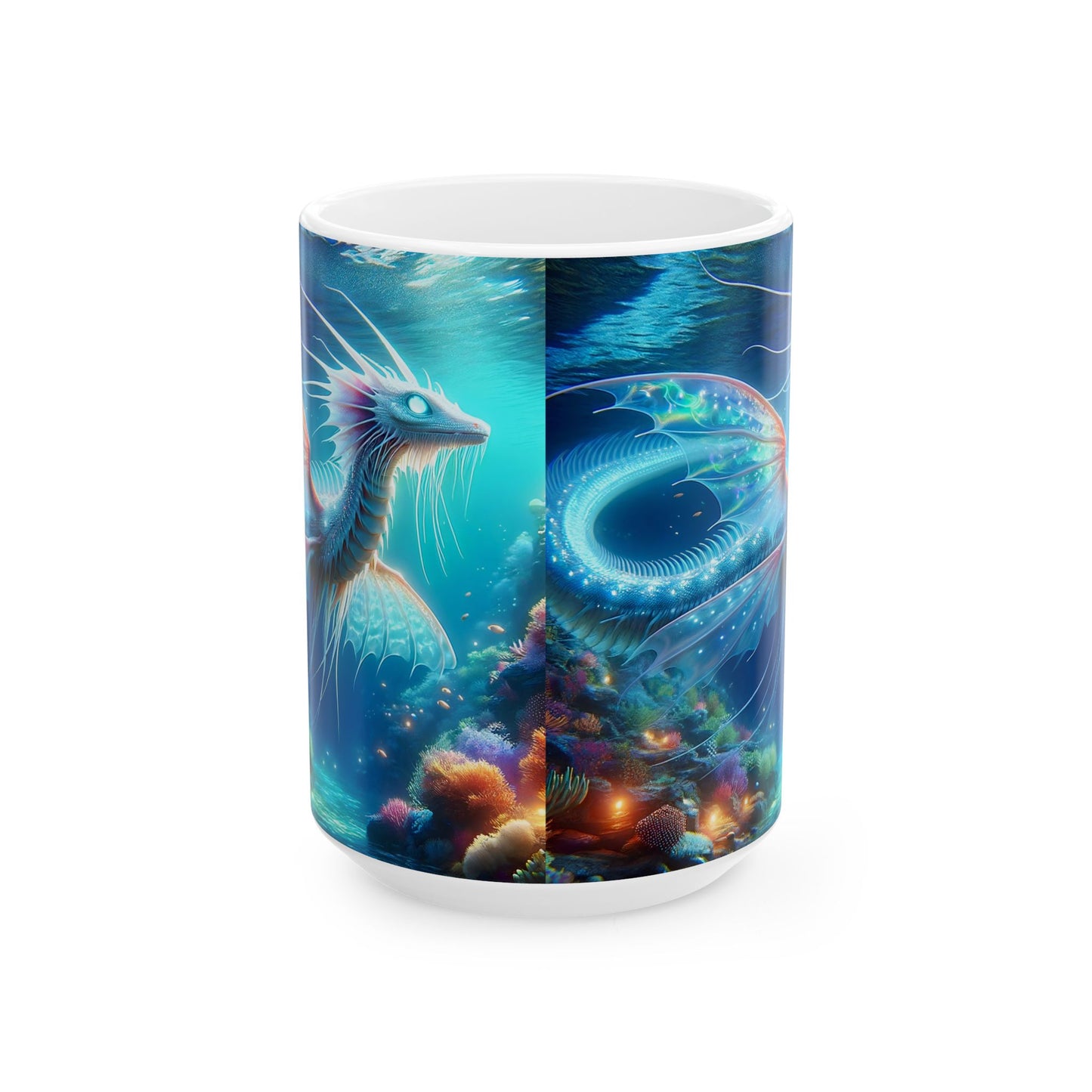 Tazza | Ceramica | Bianca | Mitologia Acquatica | Drago Marino