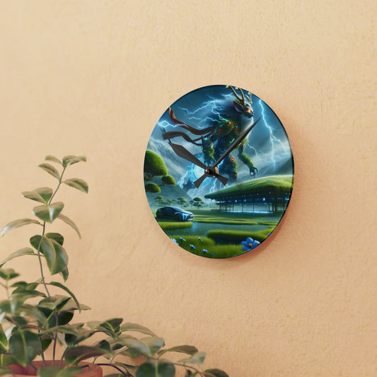 Wall Clock | Acrylic | Round or Square | Techno-Fantasy | Electric Kirin