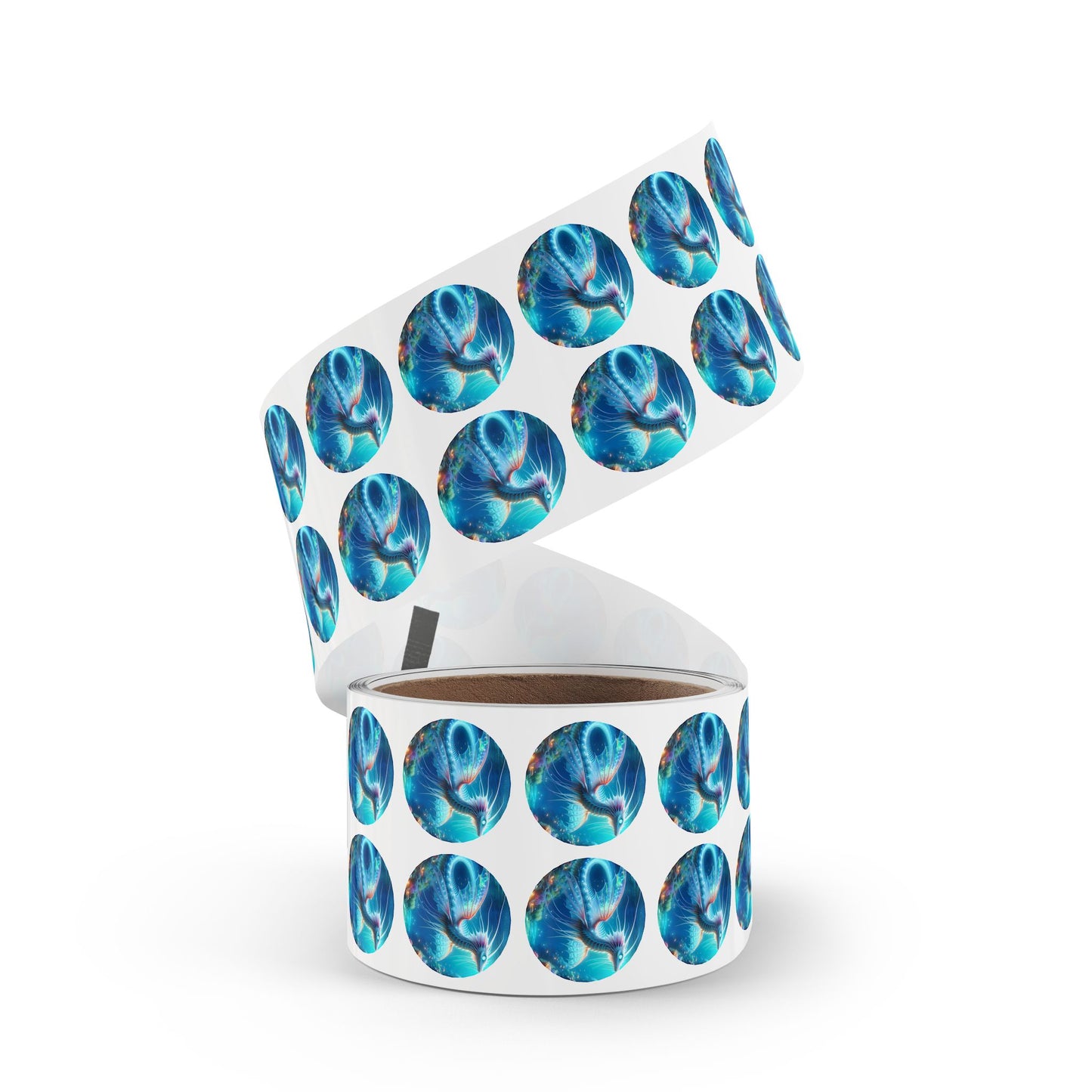 Aufkleberrolle | Rund | Mythische Wasserdrachen | Mizuchi