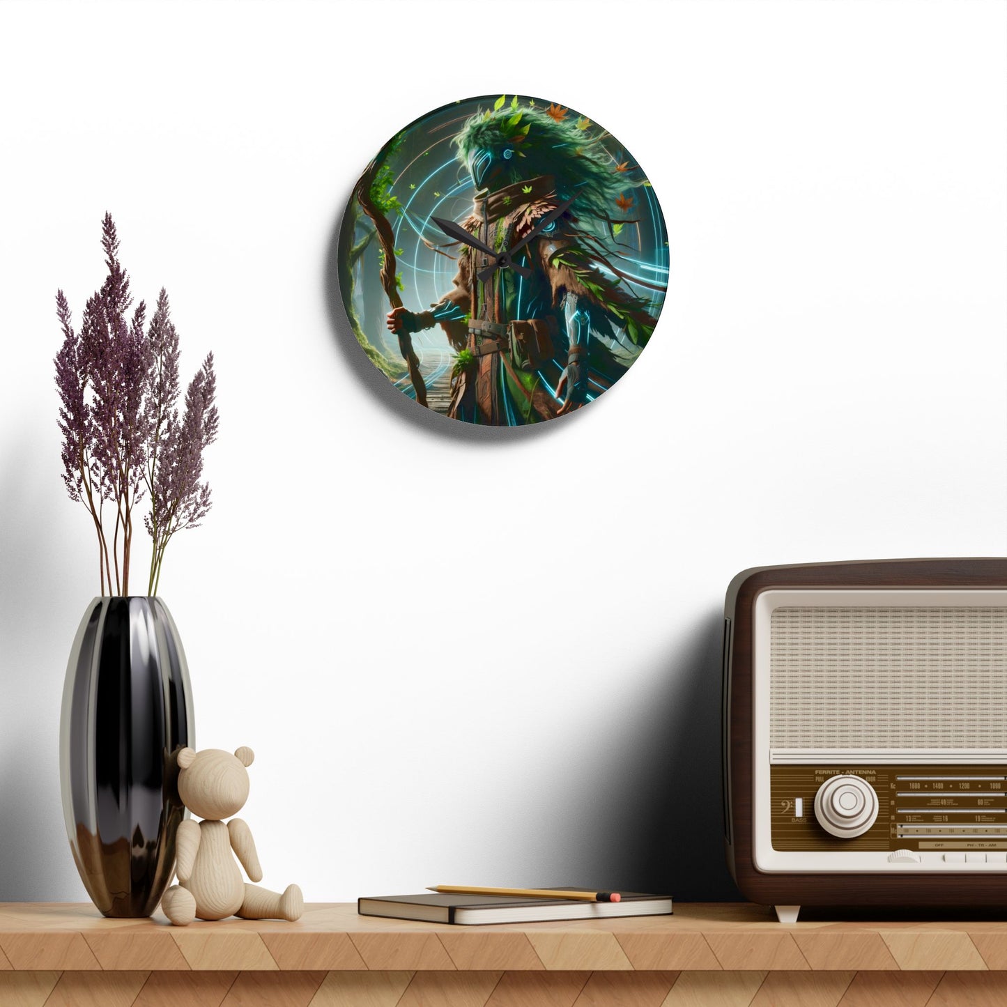 Wandklok | Acryl | Rond of vierkant | Eco-mystiek | Boswachter Sjamaan