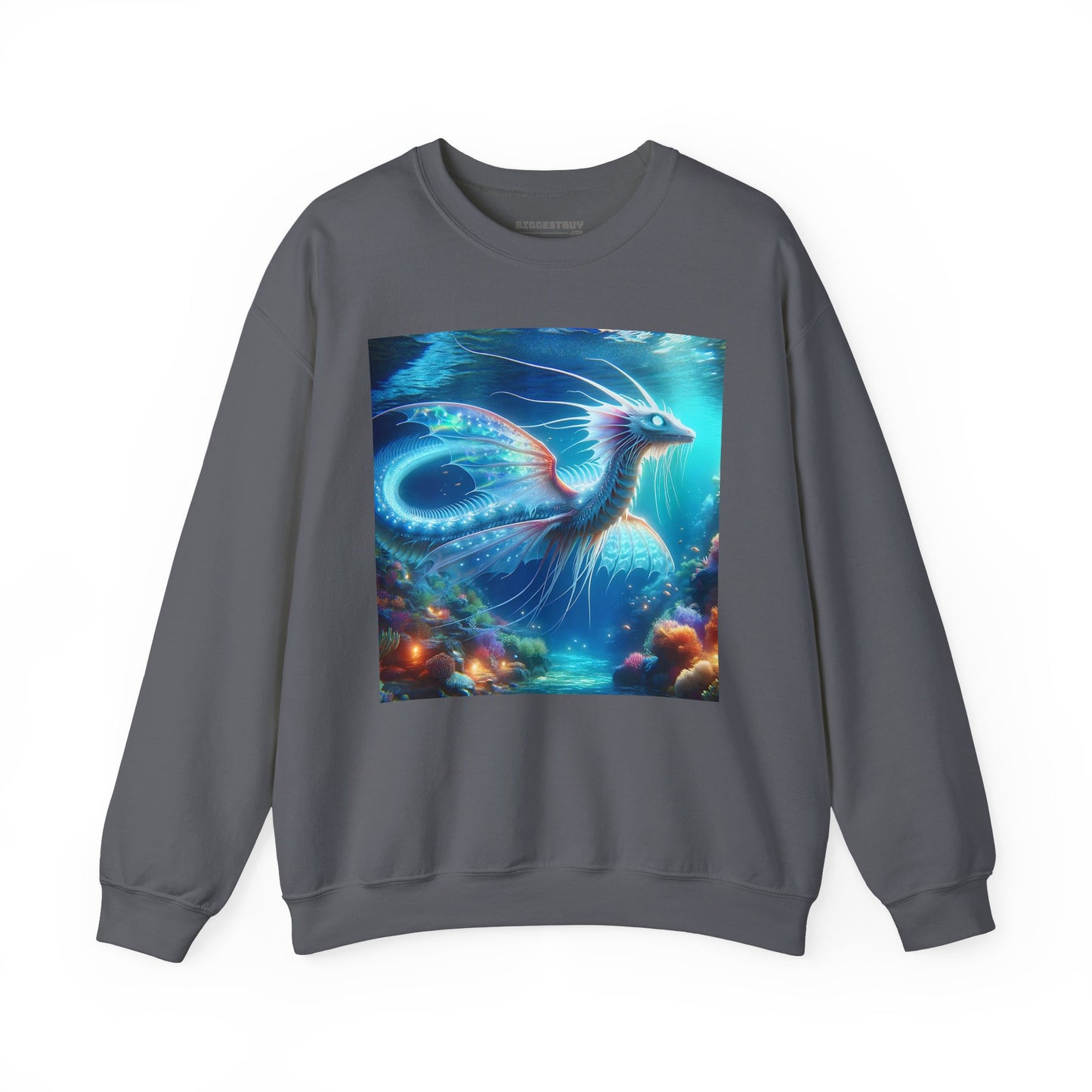 Bluza dresowa | Unisex | Okrągły dekolt | Gruba mieszanka | Mitologia morska | Ryujin | Smok wodny