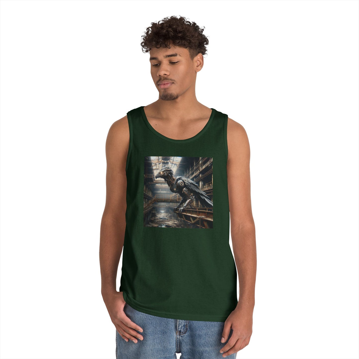 Camiseta de tirantes | Unisex | Algodón grueso | Steampunk Distópico | Cuervo Mecánico