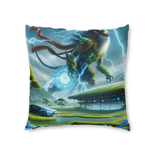 Pillow | Floor Pillow | Tufted | Square | Techno-Fantasy | Electric Kirin