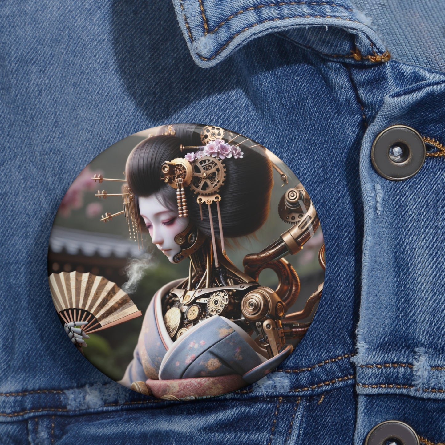 زر | زر بدبوس | بدبوس خلفي | ستيمبانك | جيشا آلية | روبوت