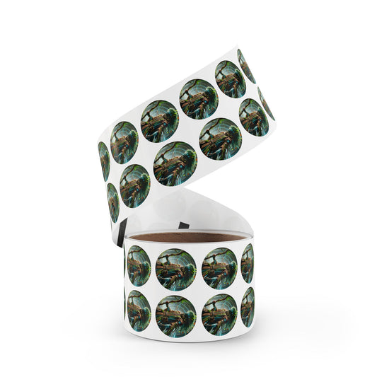 Rolo de Etiquetas Adesivas | Redondo | Folclore Místico | Protetor Florestal