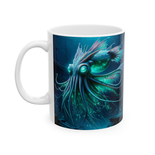 Mug | Keramik | Putih | Horror Kosmik | Leviathan Laut Dalam