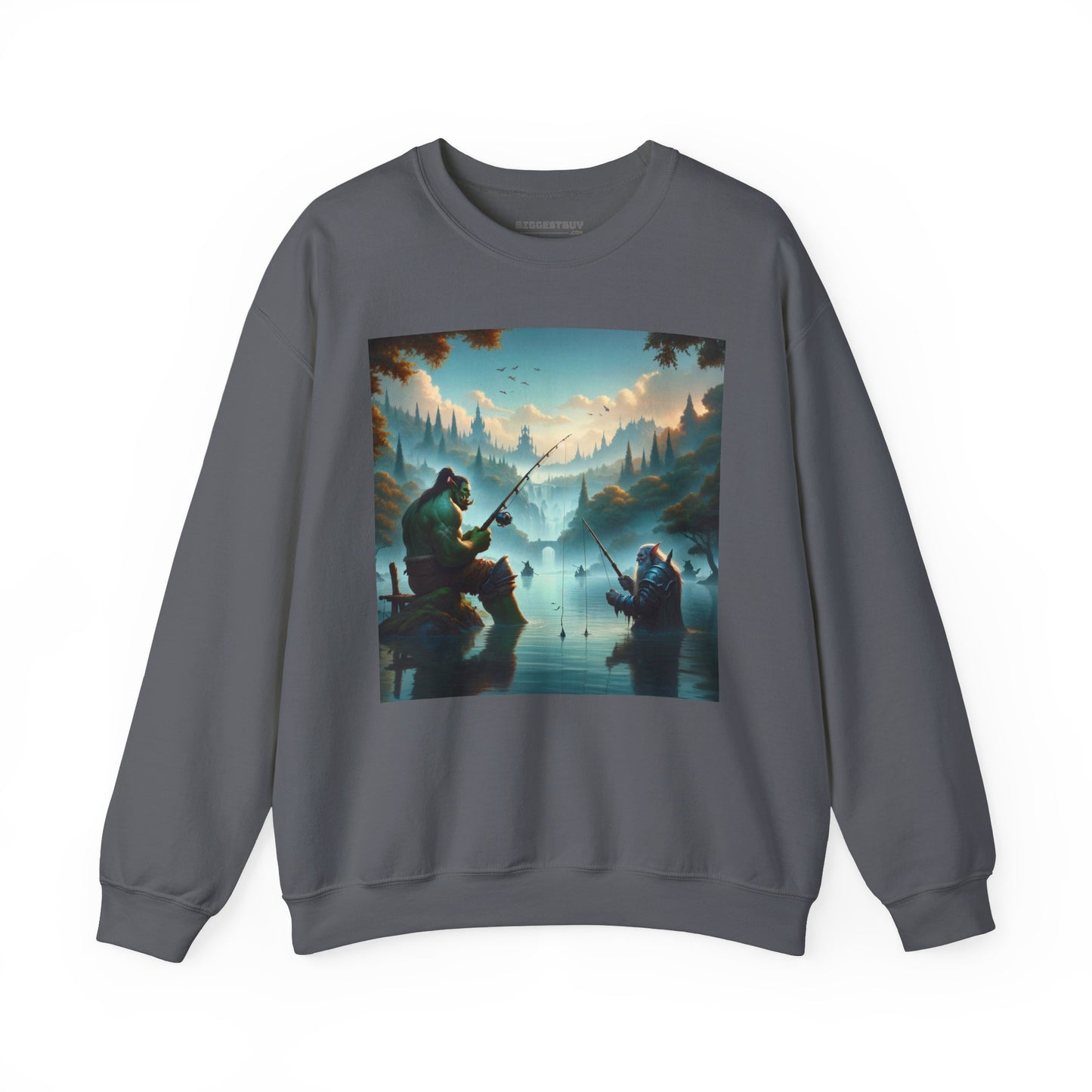 Bluza dresowa | Unisex | Okrągły dekolt | Gruba mieszanka | Fantasy międzyrasowe | Orc i krasnolud