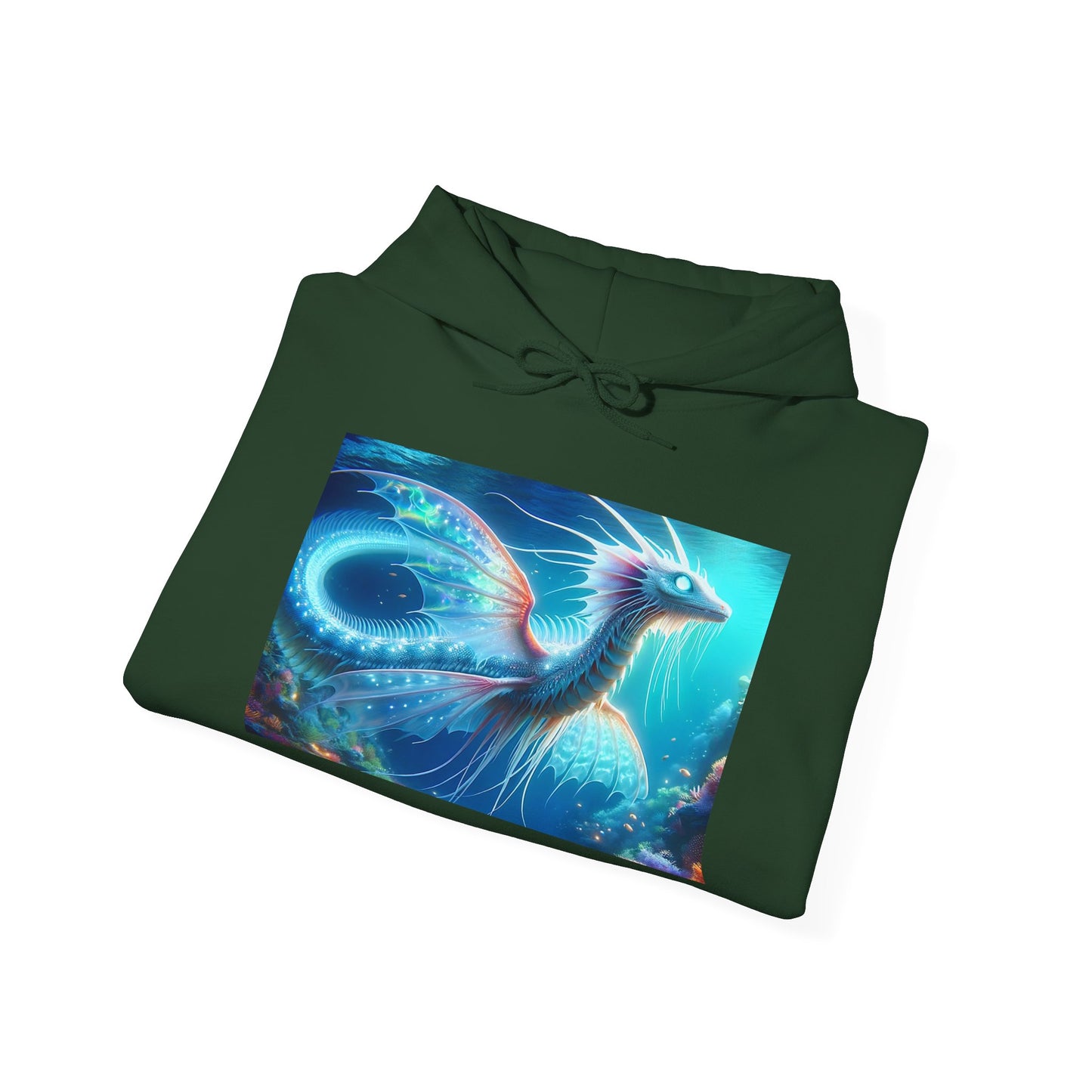 Bluza z kapturem | Unisex | Bluza dresowa z kapturem | Gruba mieszanka | Mitologia morska | Ryujin | Smok wodny