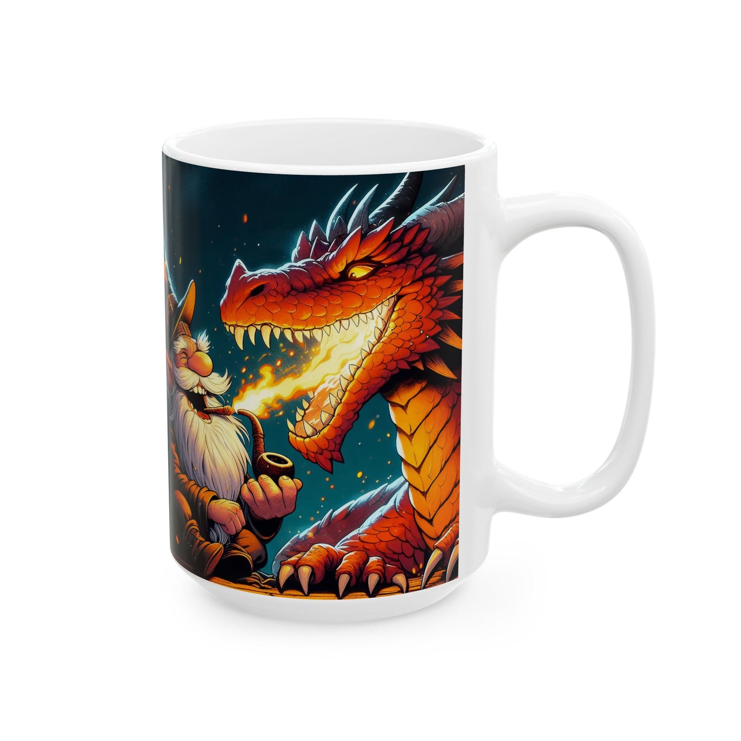 قدح | سيراميك | أبيض | خيال الساحر والتنين | مواجهة سحرية