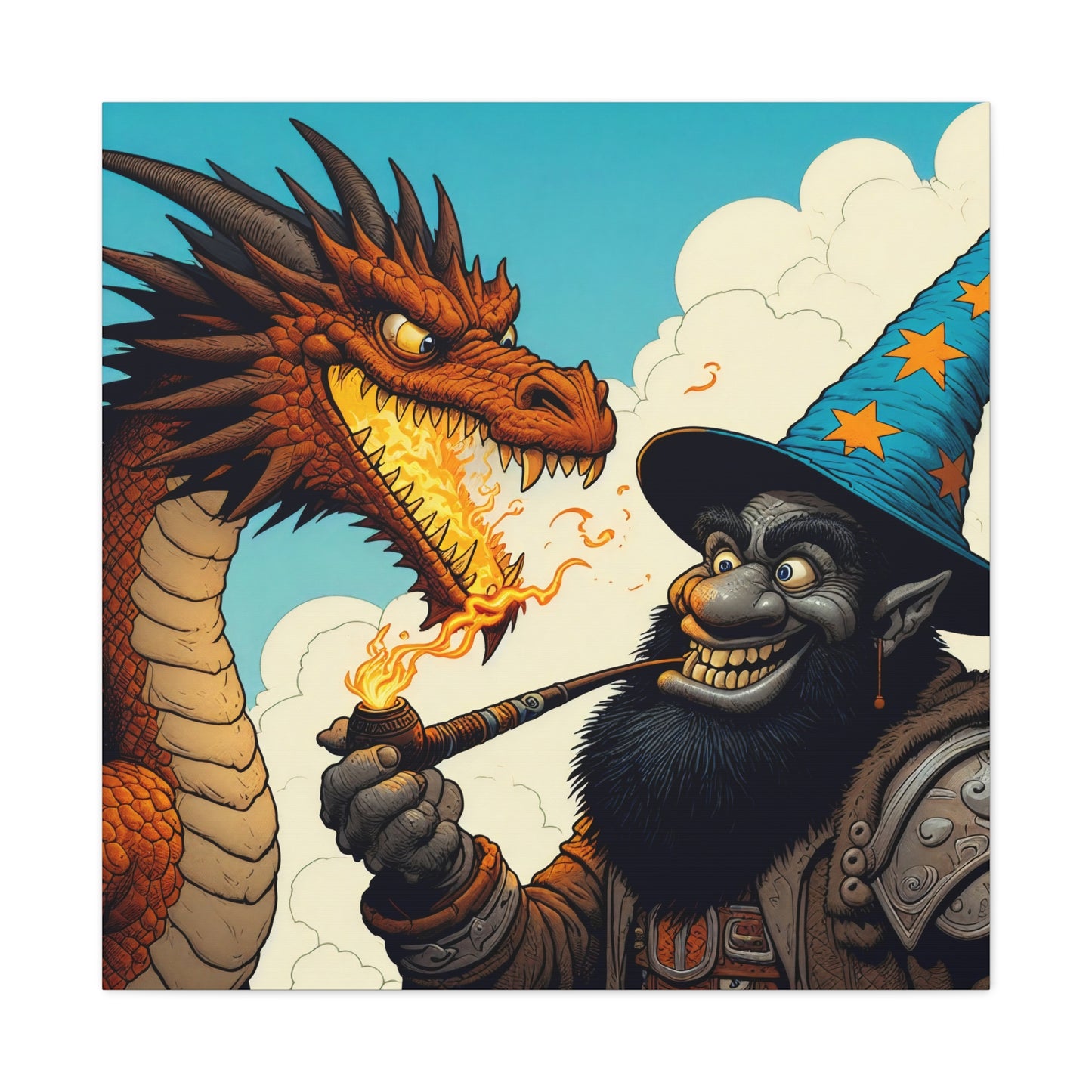 Płótno | Matowy | Heroiczne fantasy | Smok i czarodziej