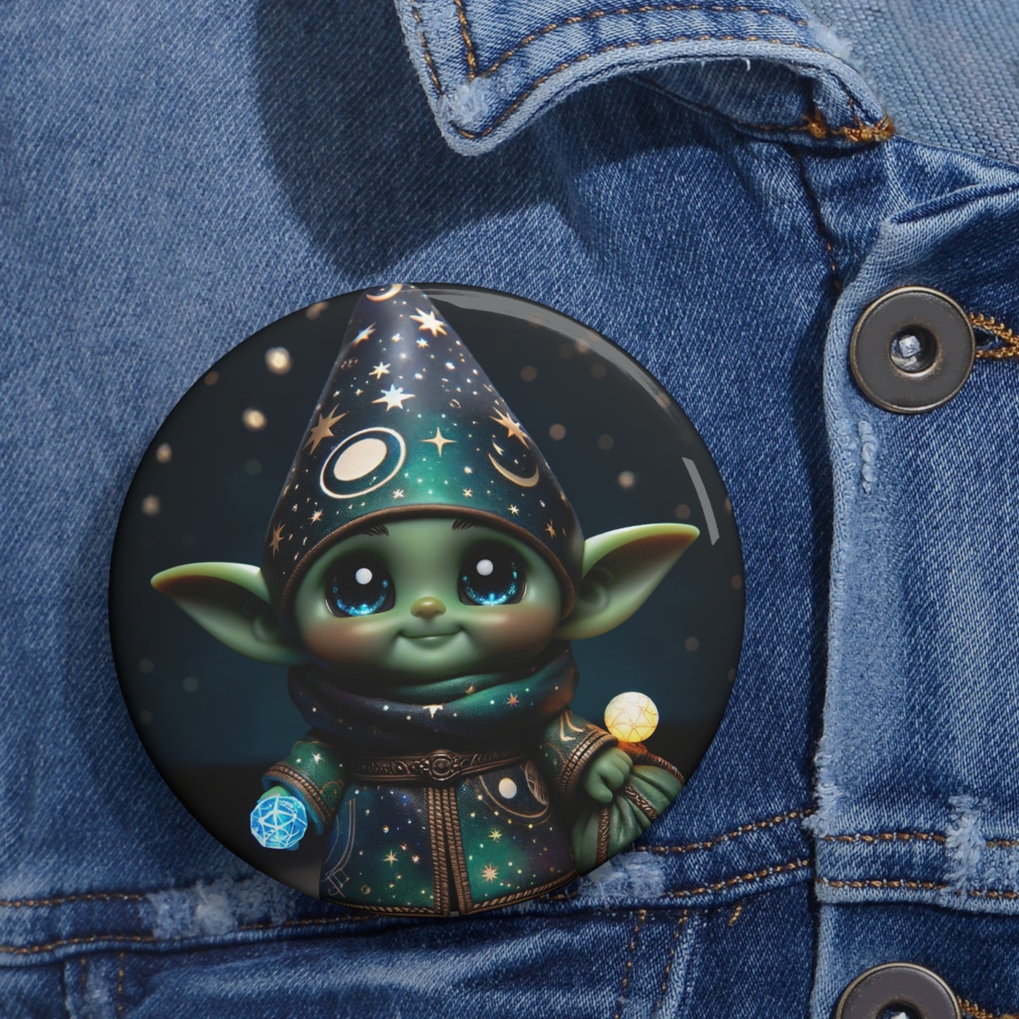 Rozet | İğneli Rozet | Arkası İğneli | Fantastik Elf | Kozmik Büyücü | Figürin