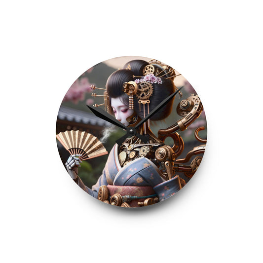 Veggklokke | Akryl | Rund eller firkantet | Steampunk | Cyberpunk | Geisha